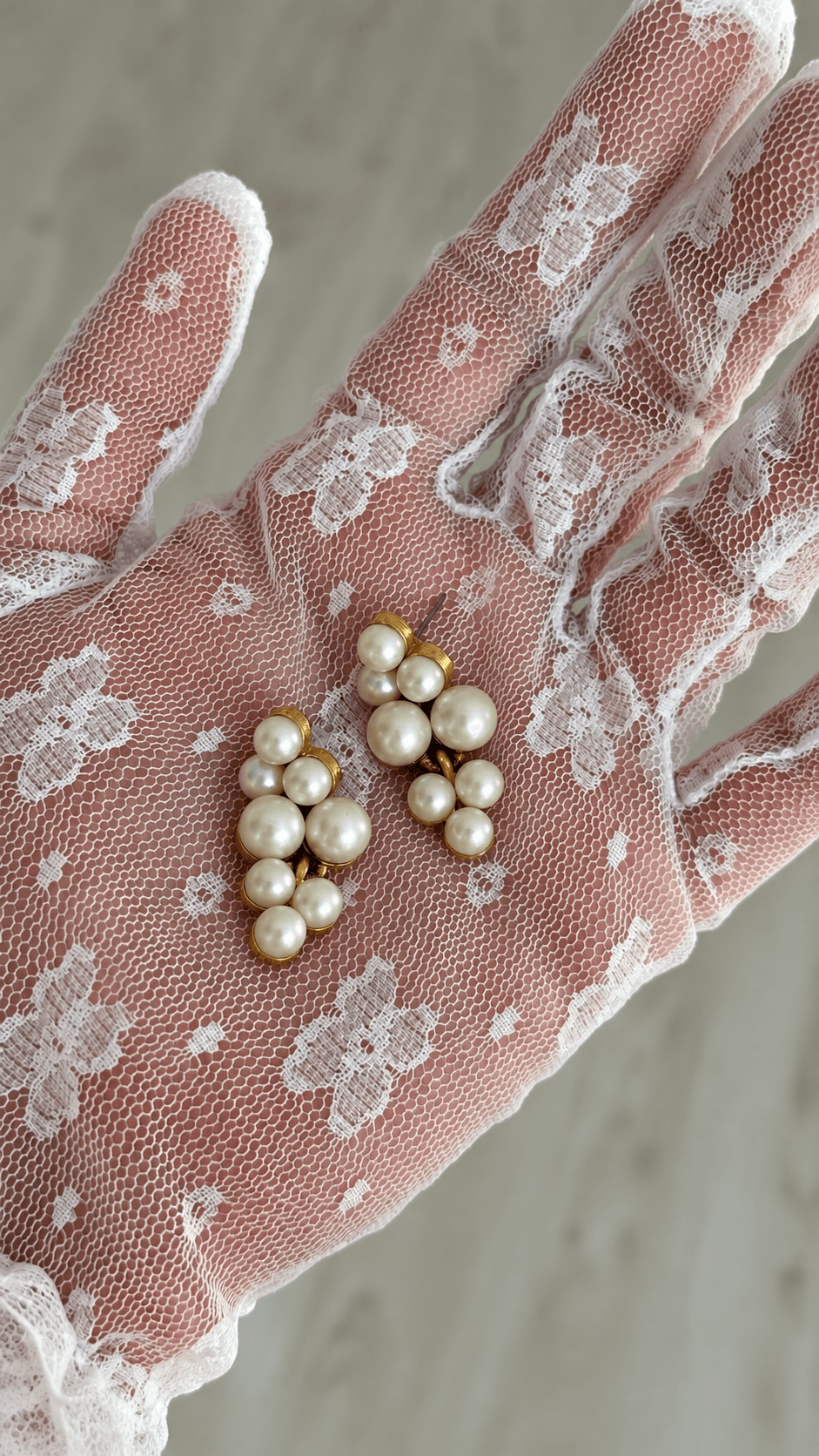 Signed faux pearl earrings 3