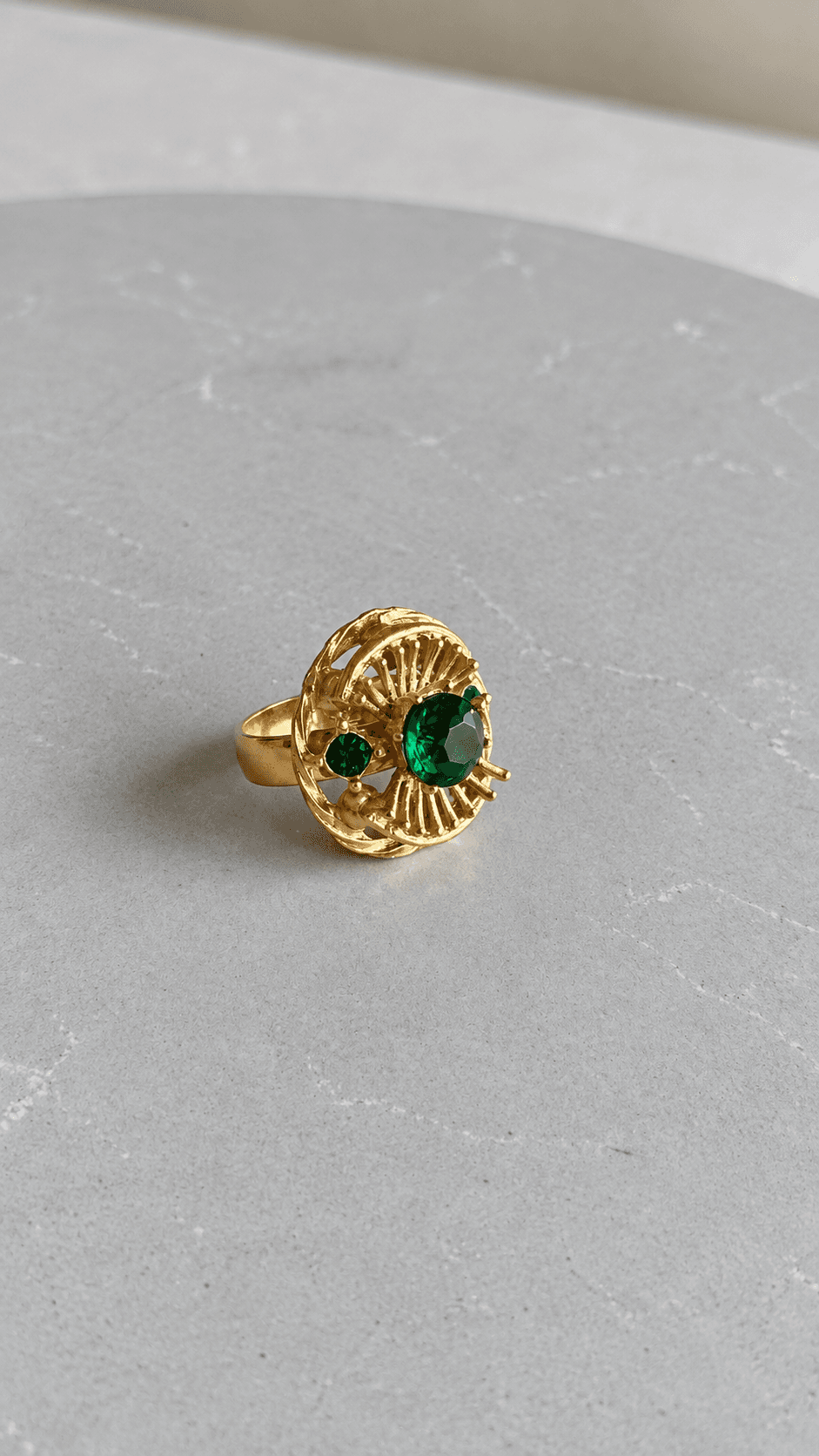 Green stone ring