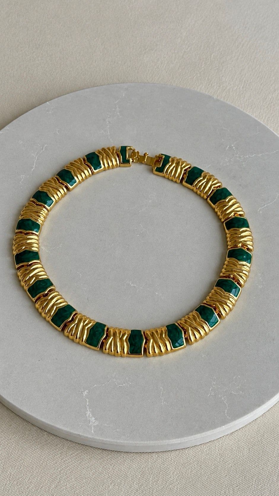 Bold green Enamel Fancy Statement Choker