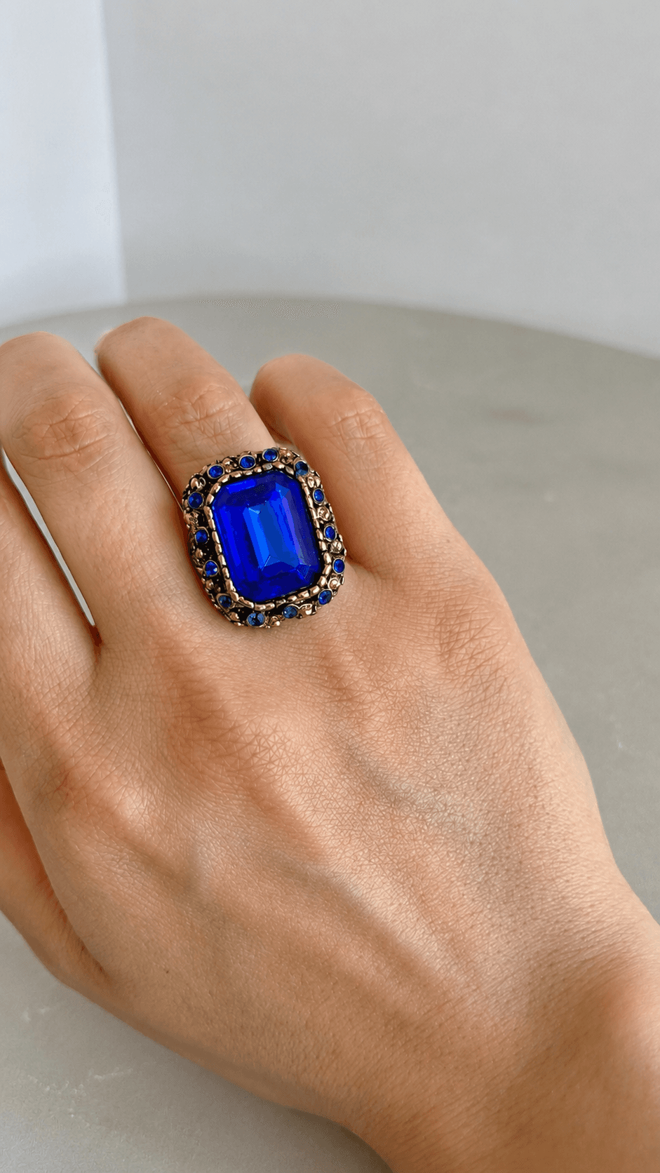 Navy blue statement ring 3