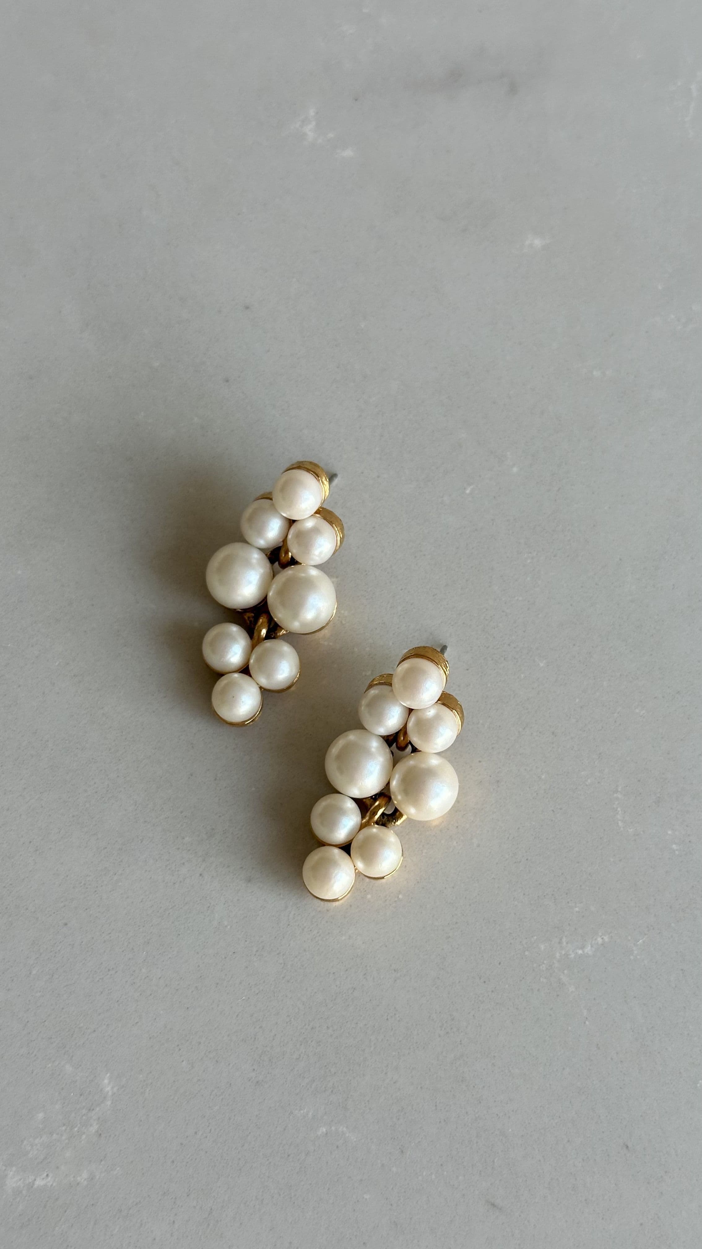 Signed faux pearl earrings