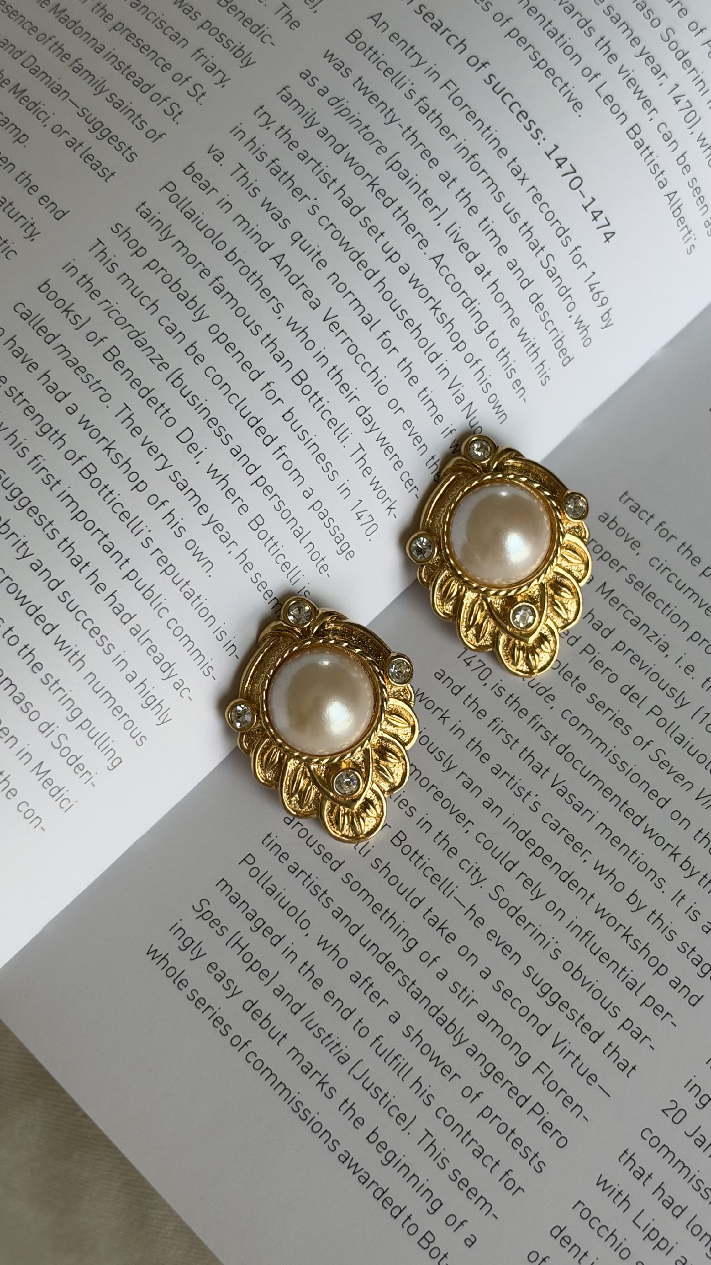 Signed faux pearl crystal earrings 3