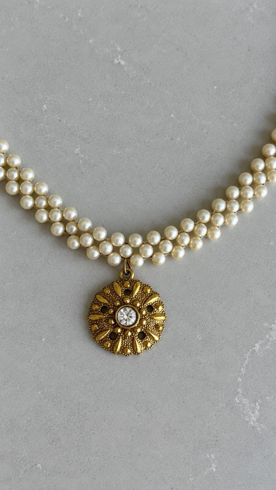 Signed faux pearl necklace 2