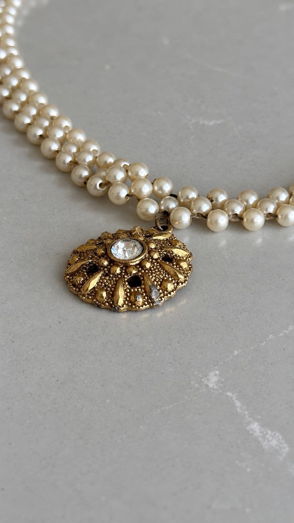 Signed faux pearl necklace 5