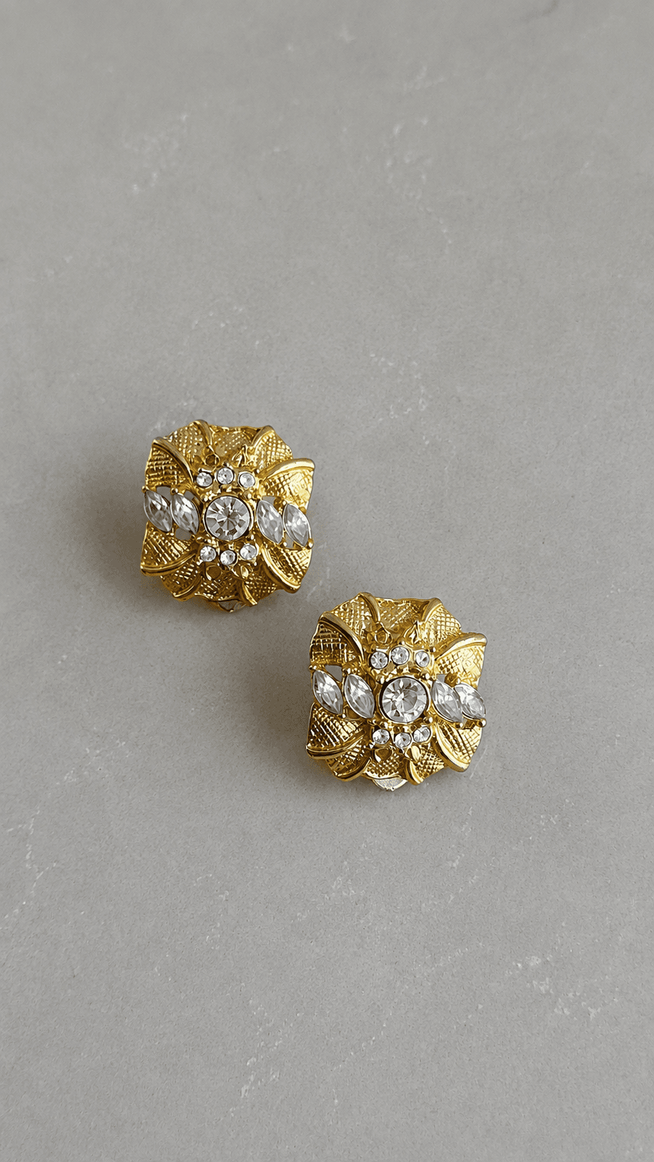 Crystal gold tone earrings 1