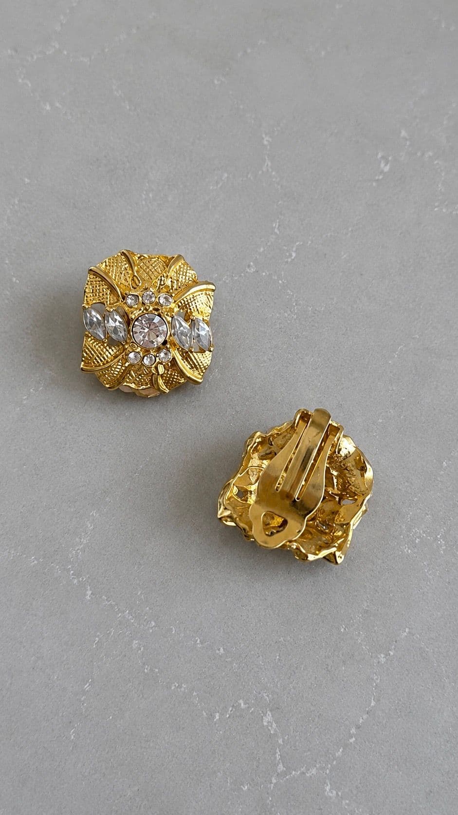 Crystal gold tone earrings 2
