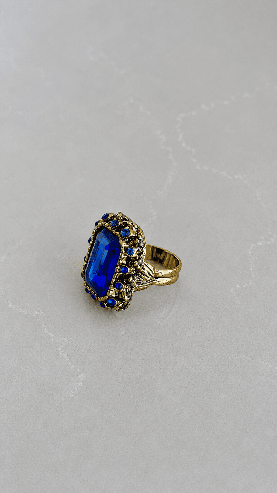 Navy blue statement ring