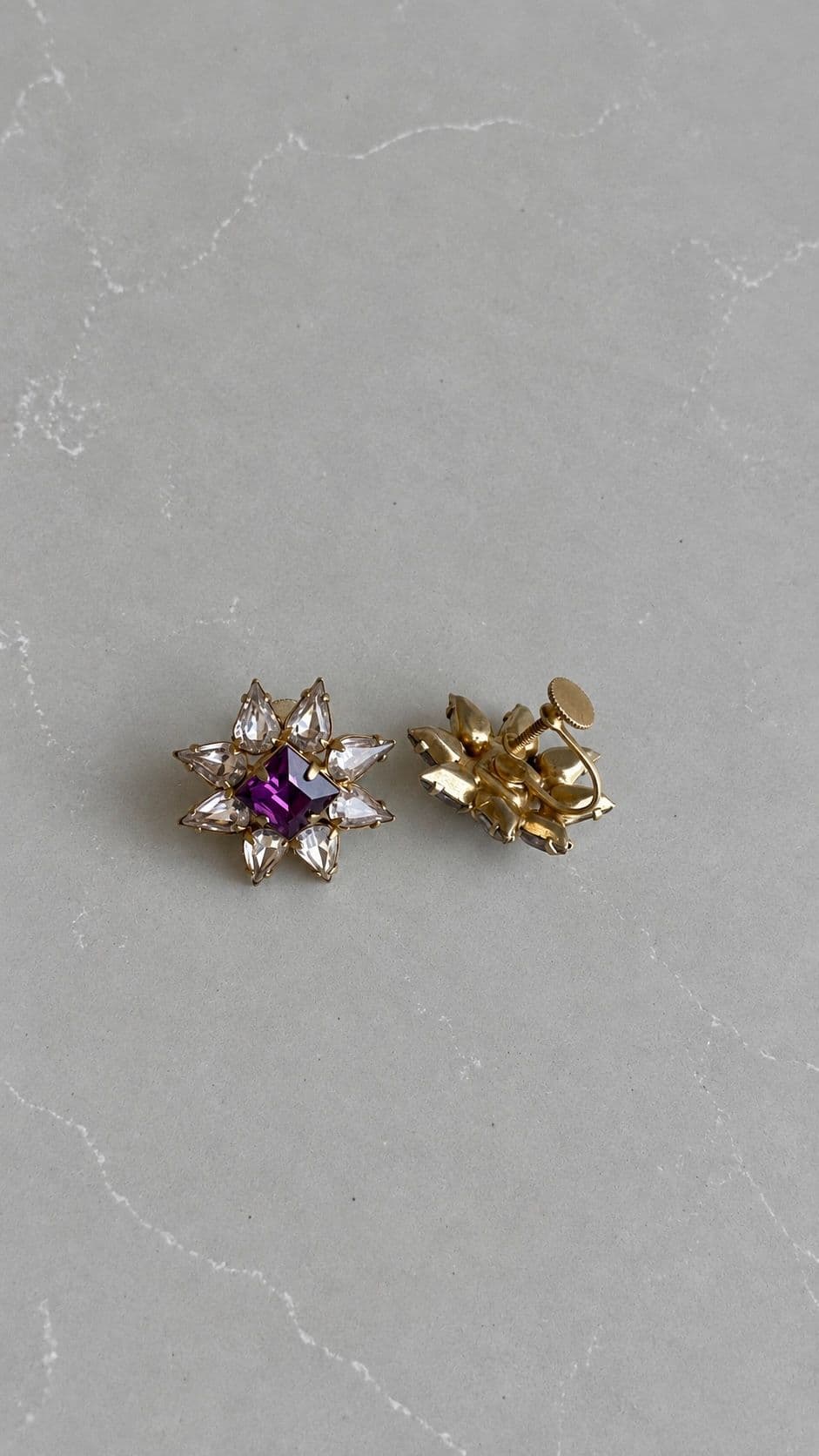 Star-shaped purple tone earrings 3
